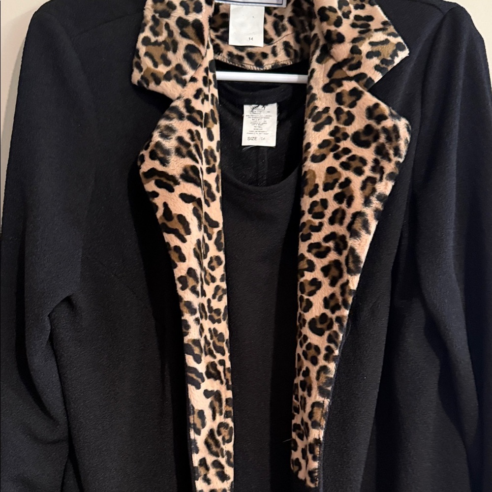 Jessica Howard Black Maxi Dress with Leopard Trim